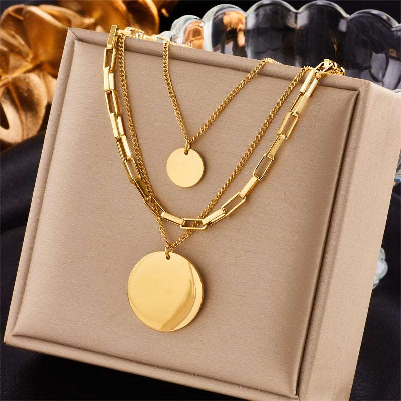 TRIPLE NECKLACE WITH COIN PENDANTS