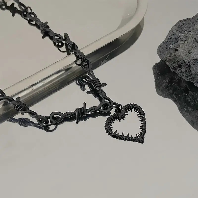 Barbed Wire Heart Necklace