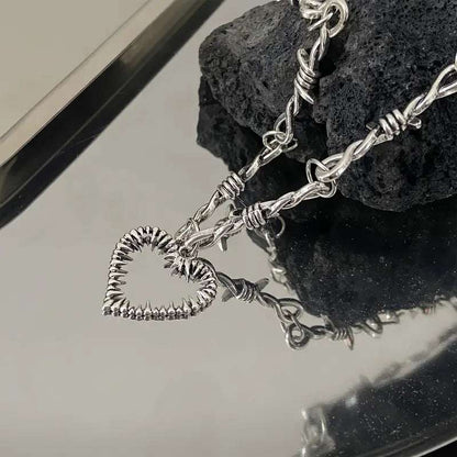 Barbed Wire Heart Necklace