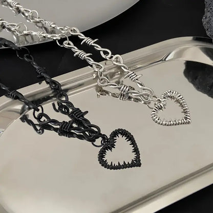 Barbed Wire Heart Necklace