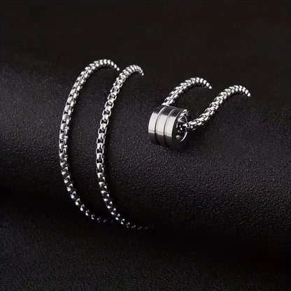 Stainless Steel Cylinder Pendant Necklace