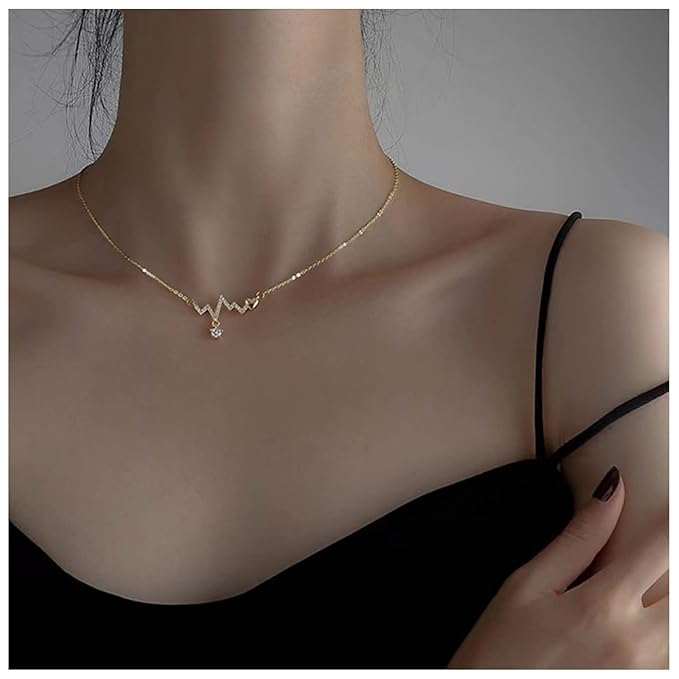 Golden Heartbeat Pendant Necklace