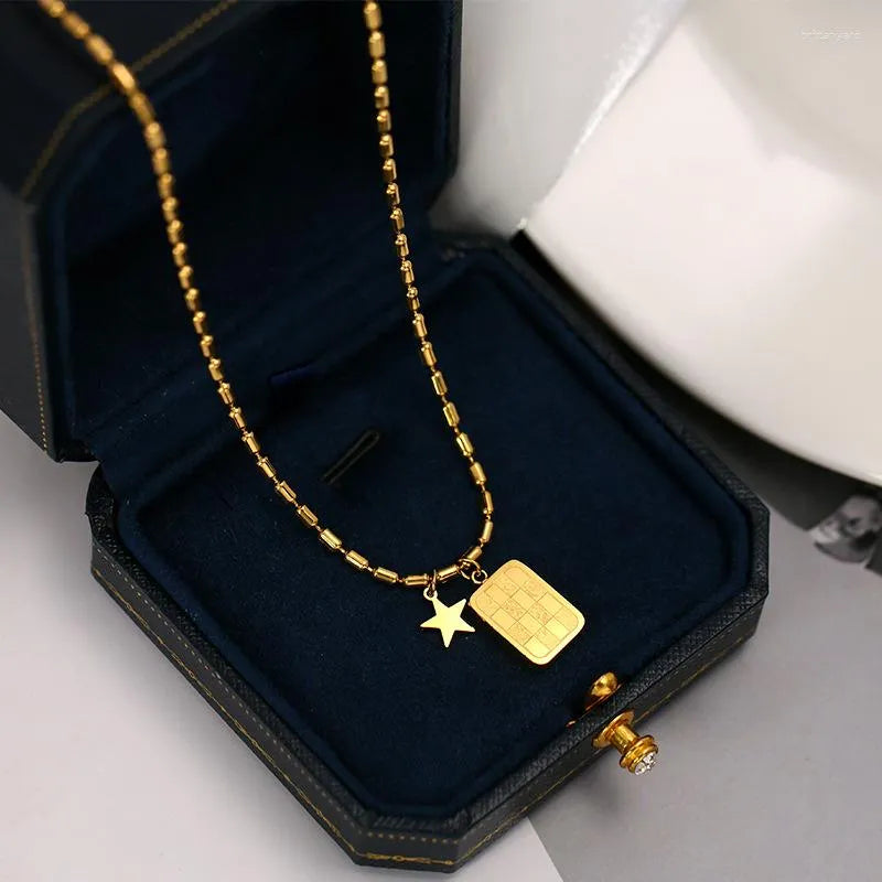 Square Checkerboard Pendant Necklace