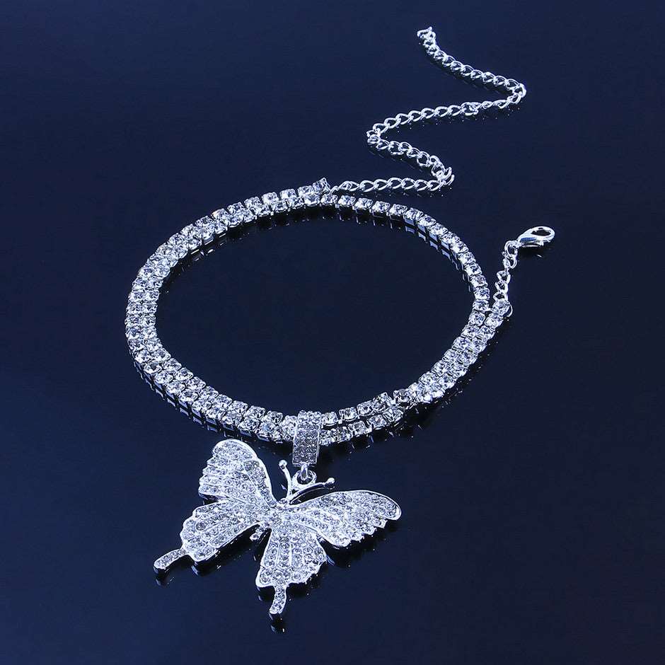 Rhinestone Butterfly Anklet