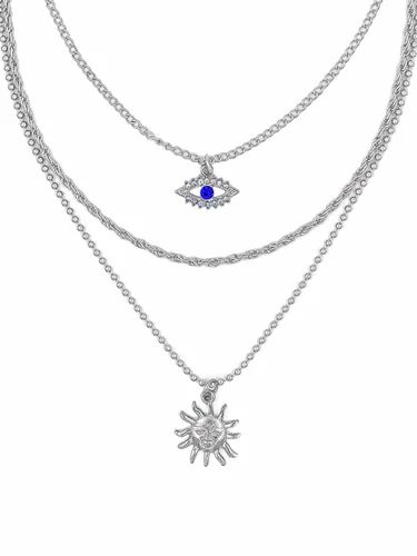 Celestial Evil Eye & Sun Layered Necklace