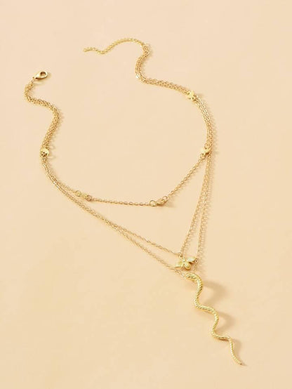 Bee & Snake Charm Layered Necklace