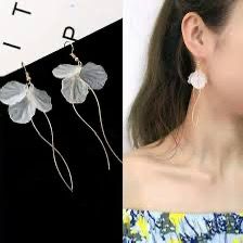 White Frosted Petal Tassel Earrings