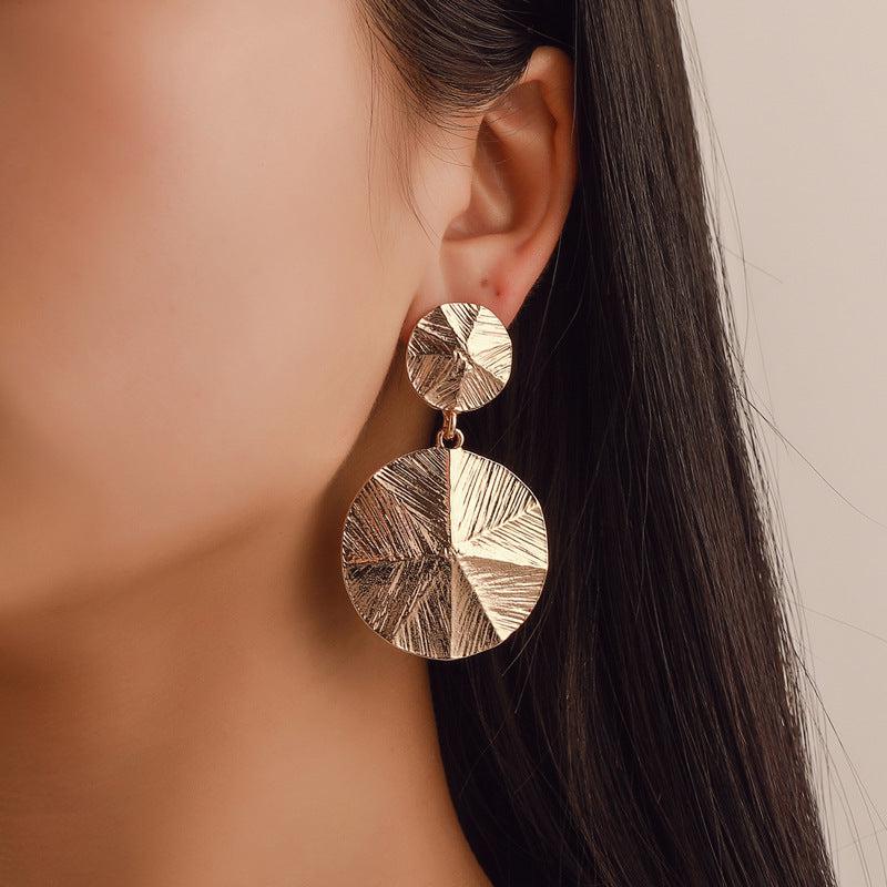 Textured Gold Disc Earrings