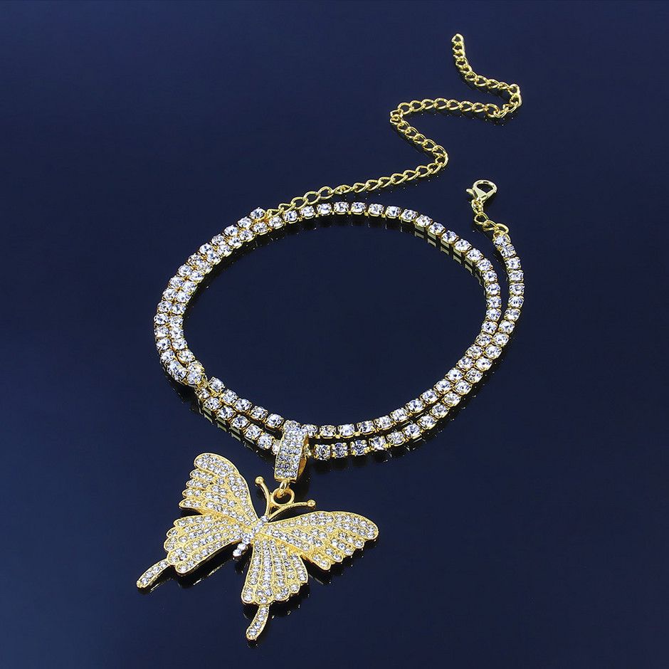 Rhinestone Butterfly Anklet