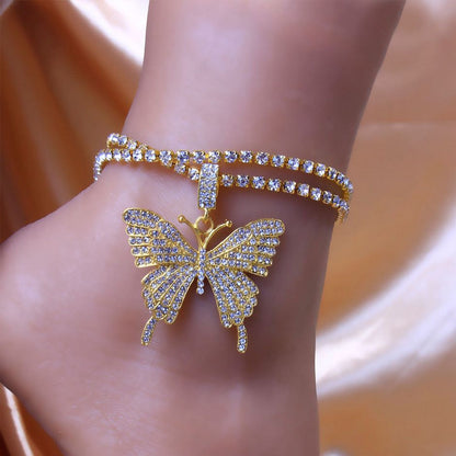 Rhinestone Butterfly Anklet