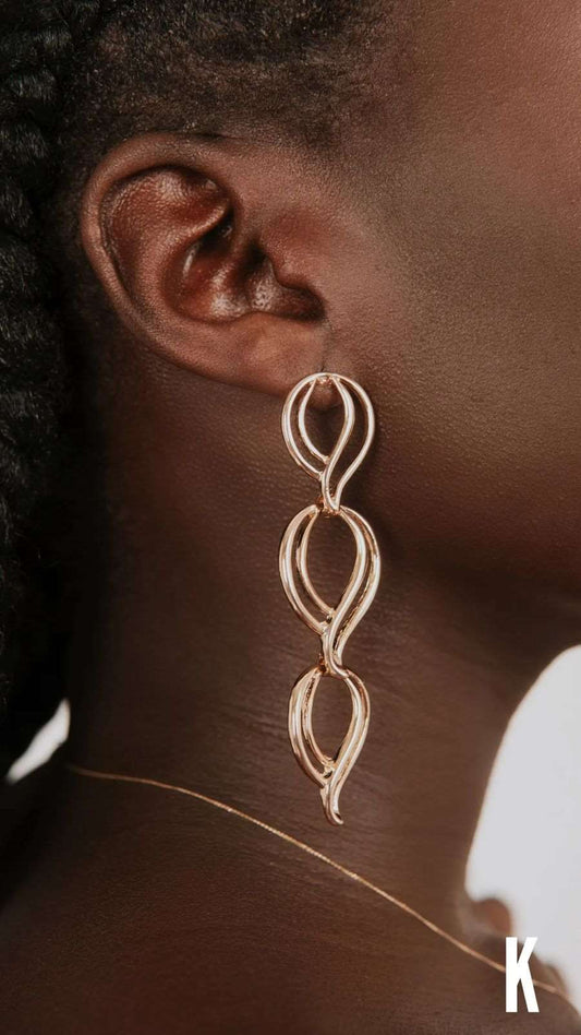 Gold Wave Drop Earrings