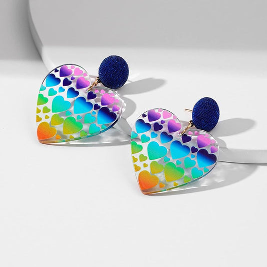 Rainbow Heart Hoop Earrings