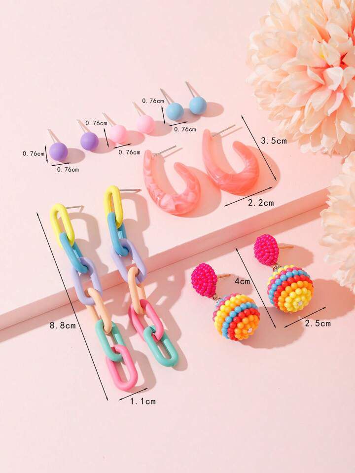 Resin Dangle Colorful Earrings Set