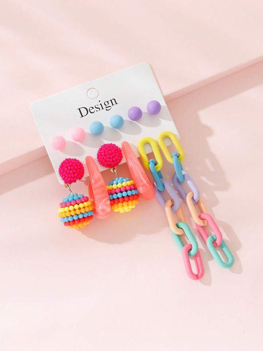 Resin Dangle Colorful Earrings Set