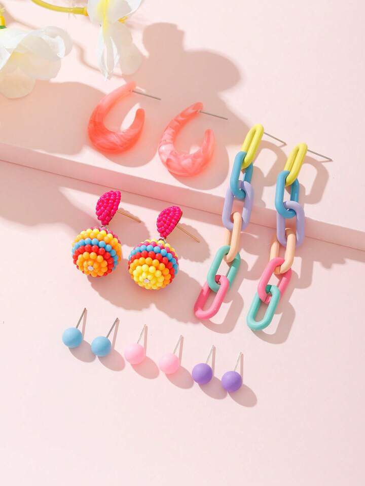 Resin Dangle Colorful Earrings Set