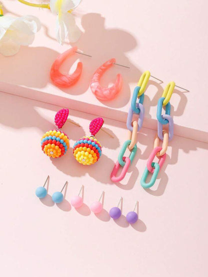 Resin Dangle Colorful Earrings Set