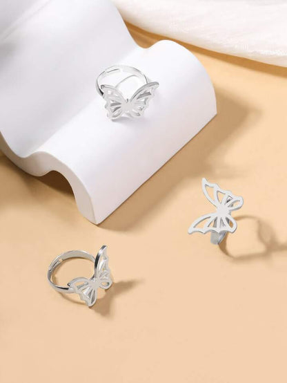 3pcs Butterfly Decor Rings