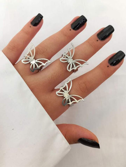 3pcs Butterfly Decor Rings