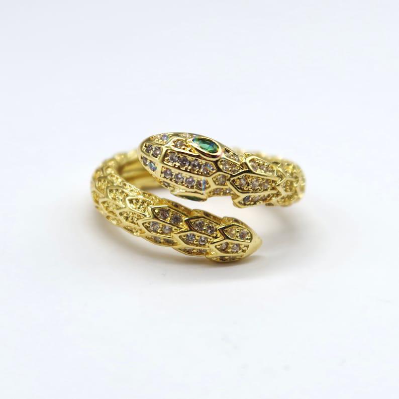 Gold Snake Ring with Diamonds