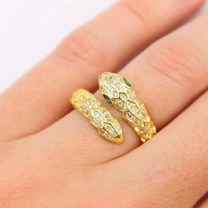 Gold Snake Ring with Diamonds