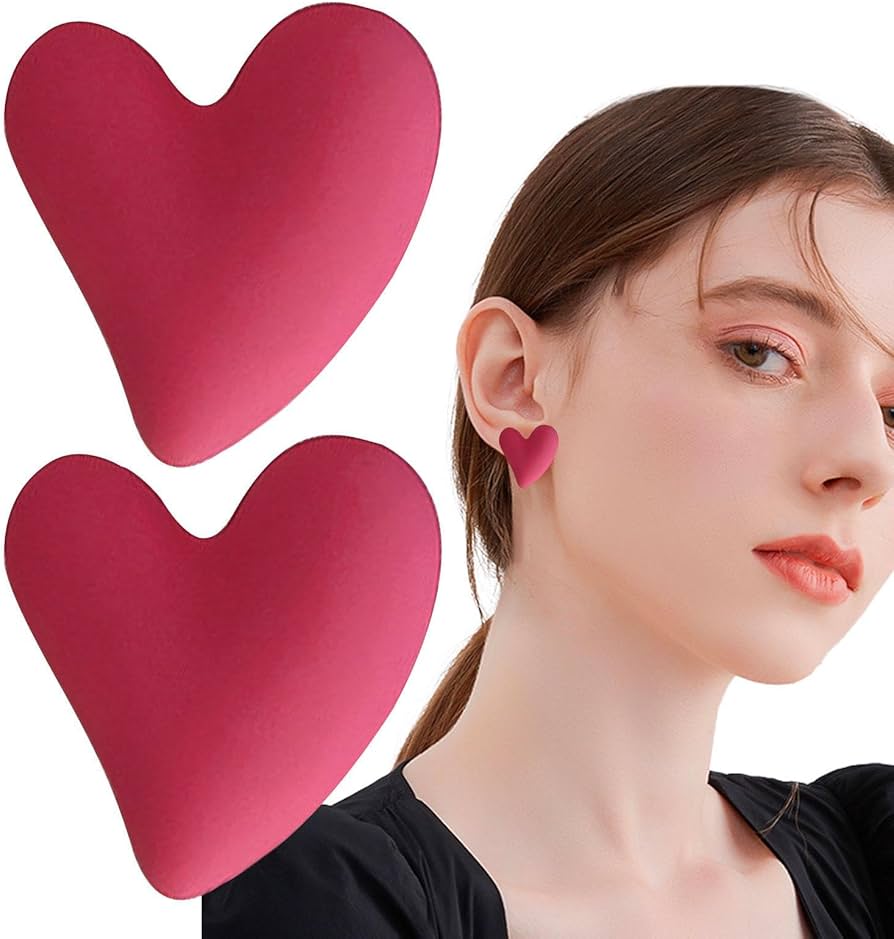 Pink Heart Dangle Earrings