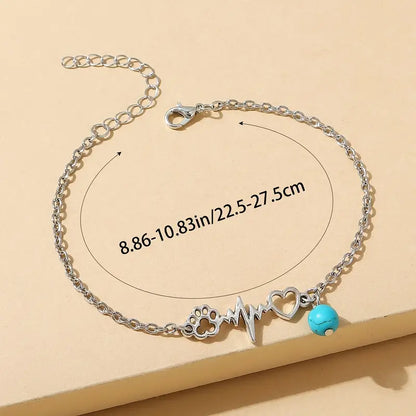 Paw and Heart Rhythm Anklet