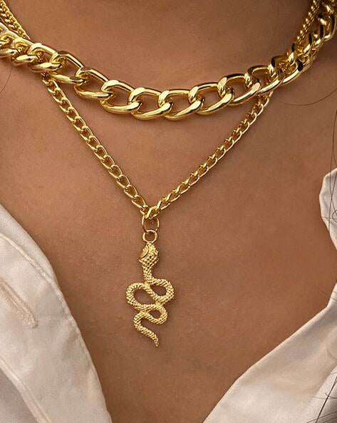 Gold Layered Chunky Snake Necklace