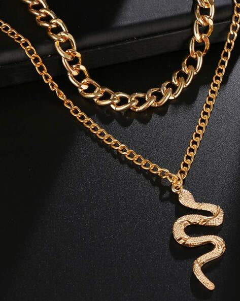 Gold Layered Chunky Snake Necklace