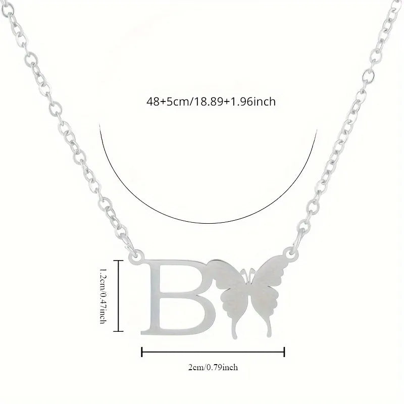 Personalized Letter B Butterfly Choker