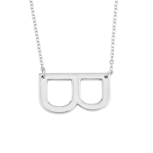 Silver Letter B Asymmetrical Necklace