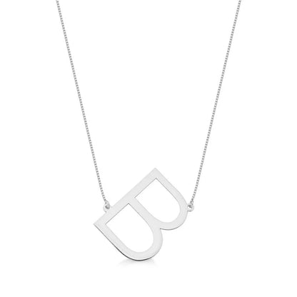 Silver Letter B Asymmetrical Necklace