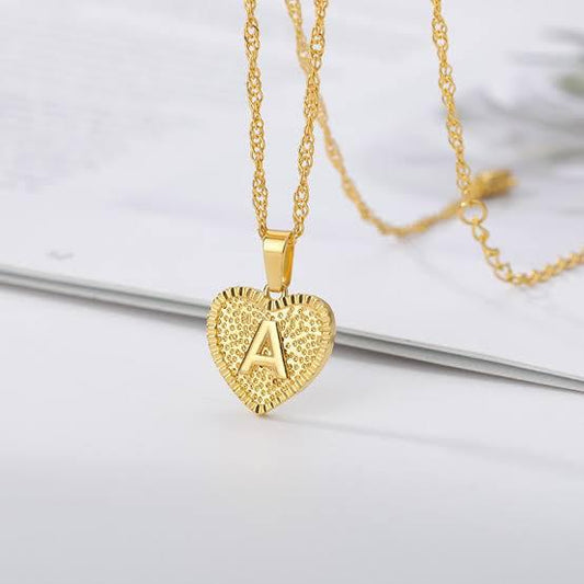 A Initial Heart Pendant Necklace