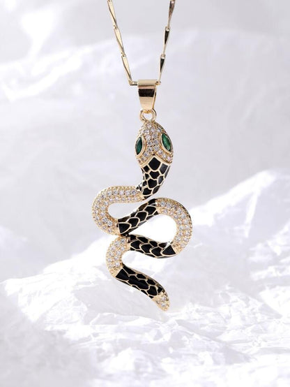 High-Quality Goth Snake Pendant Necklace