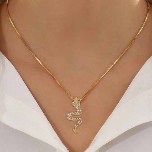 Golden Snake Rhinestone Necklace