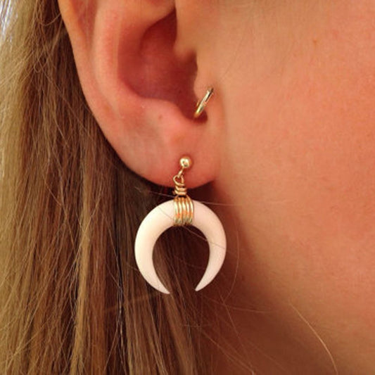 Punk Crescent Moon Horn Stud Earrings