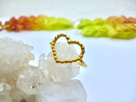 Gold Textured Heart Ring