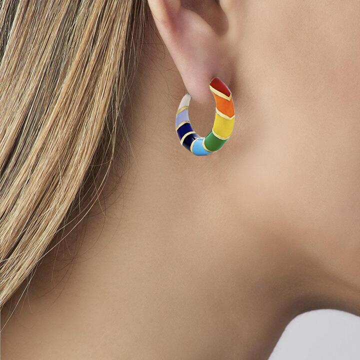 Gold-Plated Rainbow Hoop Earrings