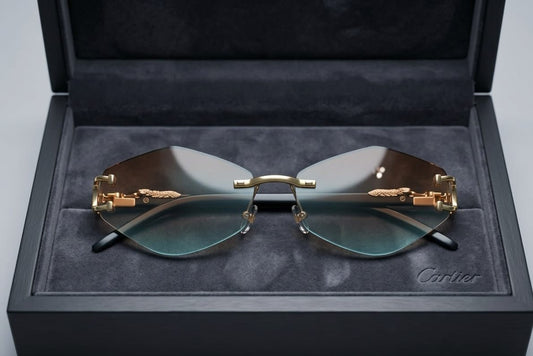 Cartier Rimless Sunglasses – Geometric Gold Hardware with Gradient Lenses - My Store