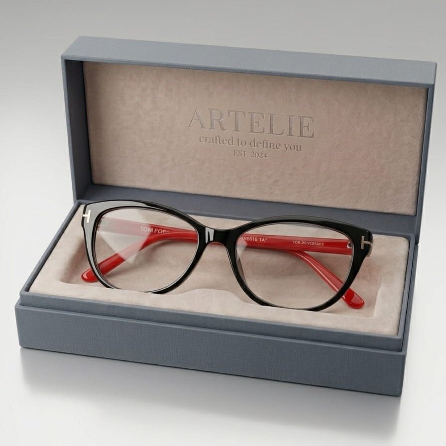 Tom Ford Cat - Eye Optical Frames – Black & Red Acetate Glasses 05016 - My Store