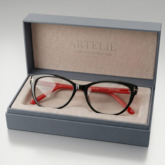 Tom Ford Cat - Eye Optical Frames – Black & Red Acetate Glasses 05016 - My Store