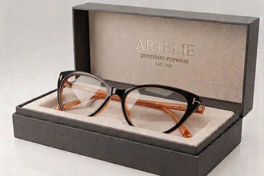 Tom Ford Cat - Eye Optical Frames – Black & Amber Two - Tone Acetate Glasses - My Store