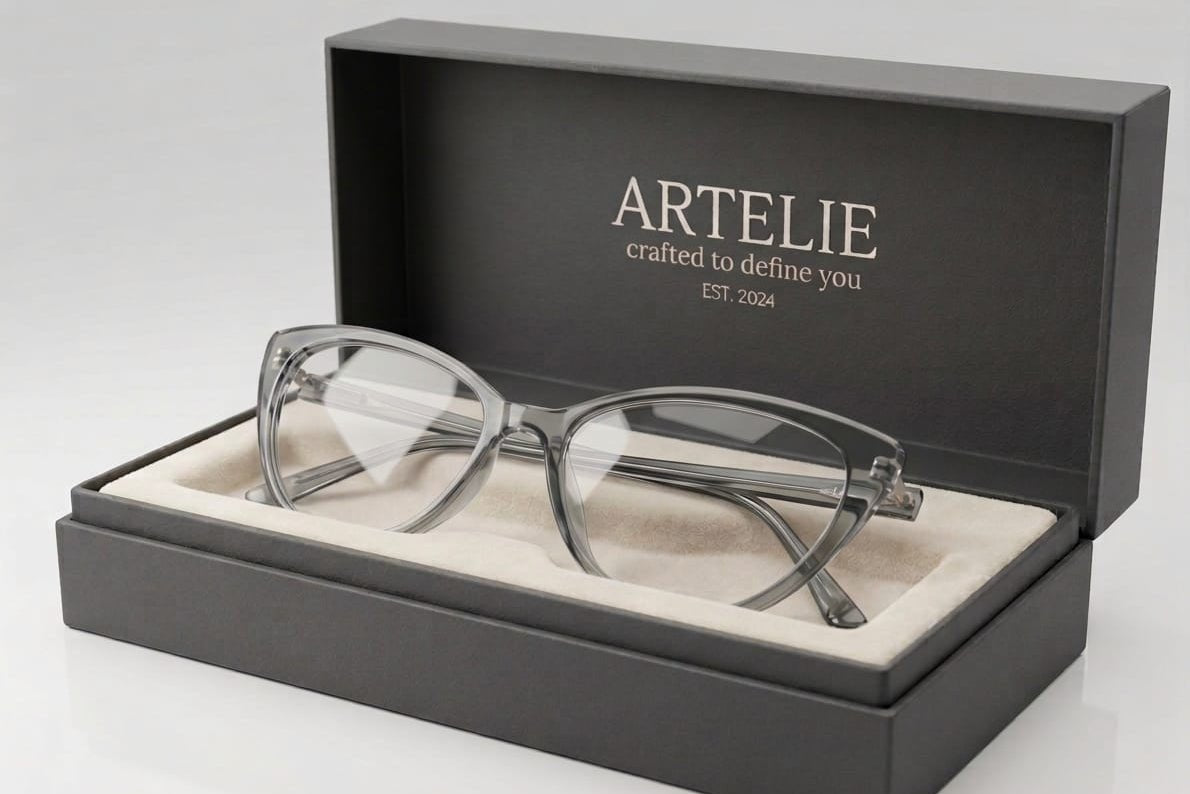 Artelie Cat - Eye Optical Frames – Transparent Smoke Grey Acetate Glasses - My Store
