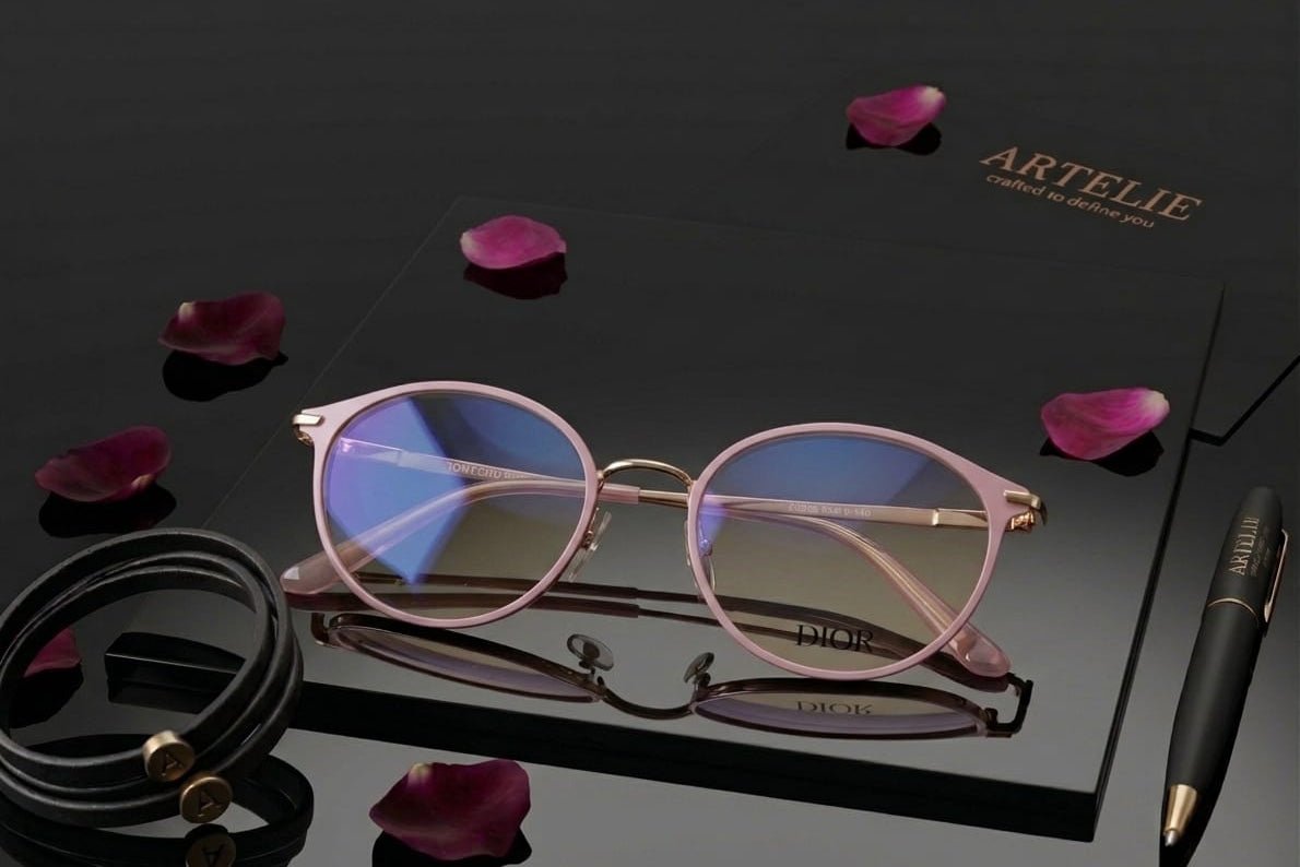 Dior Round Optical Frames – Pink & Gold Metal Glasses - My Store